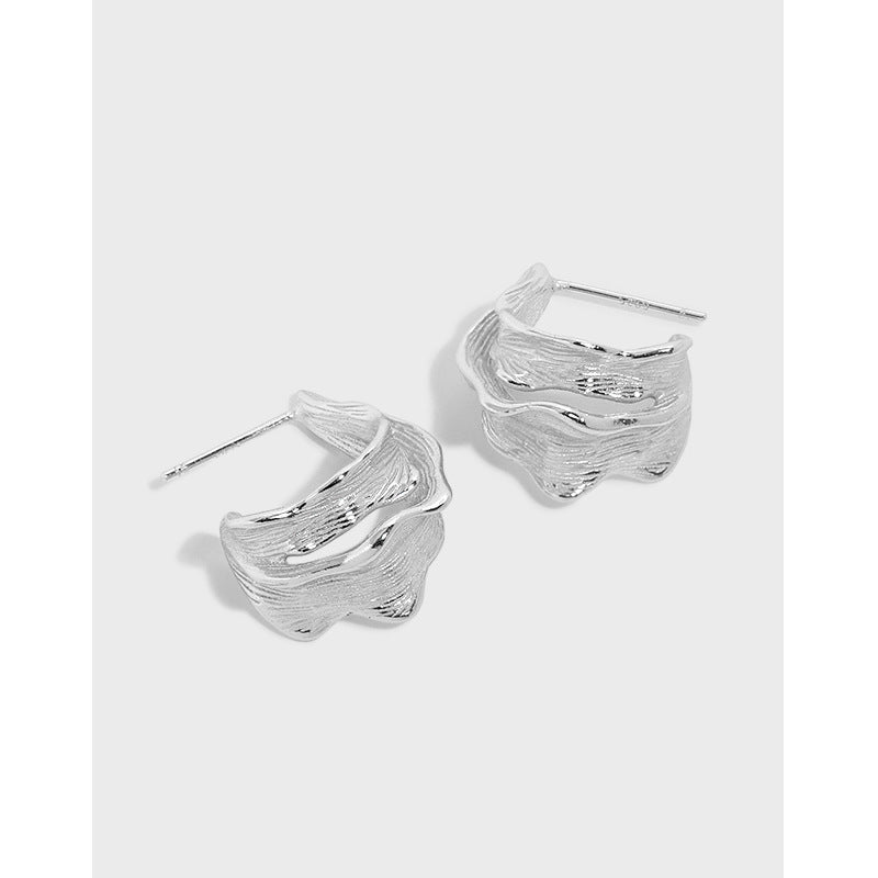 Sculptural Folded Ribbon Stud Earrings