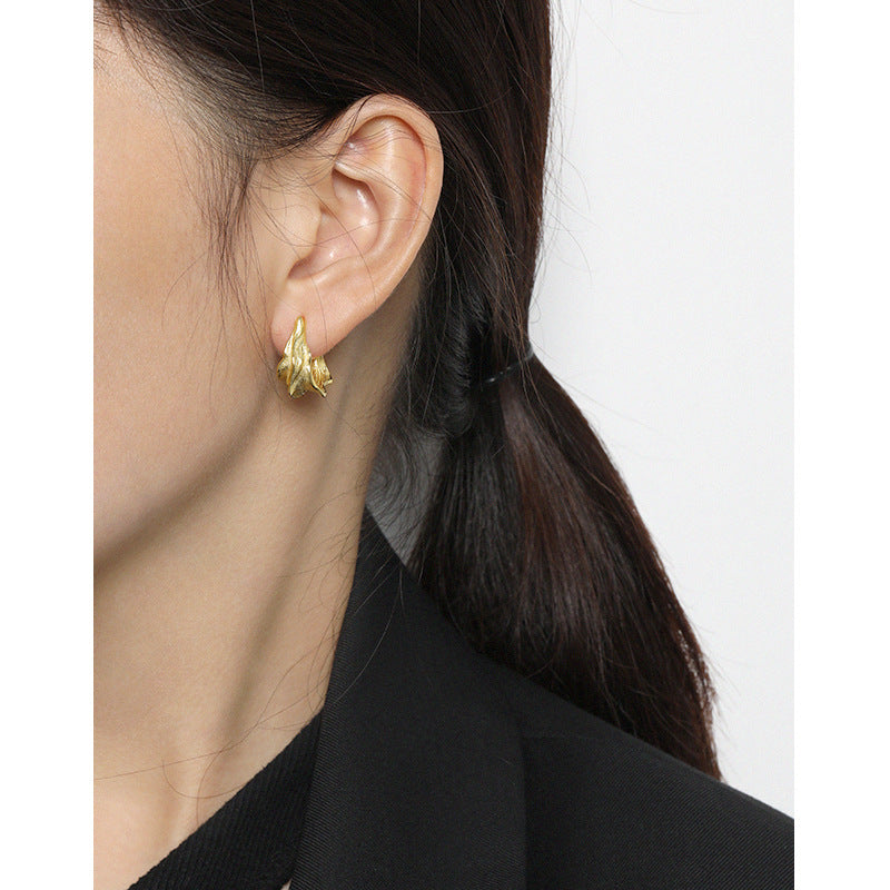 Sculptural Folded Ribbon Stud Earrings – detail view 3