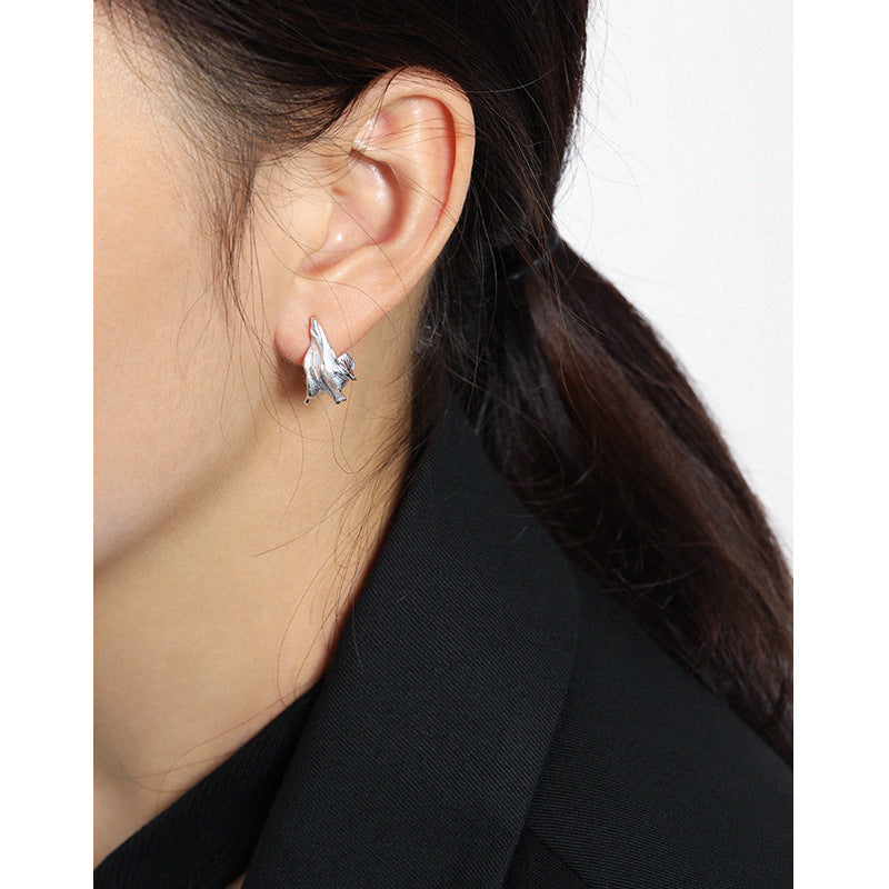 Sculptural Folded Ribbon Stud Earrings – image 4
