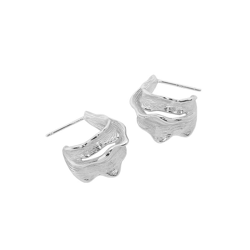 Sculptural Folded Ribbon Stud Earrings – image 6
