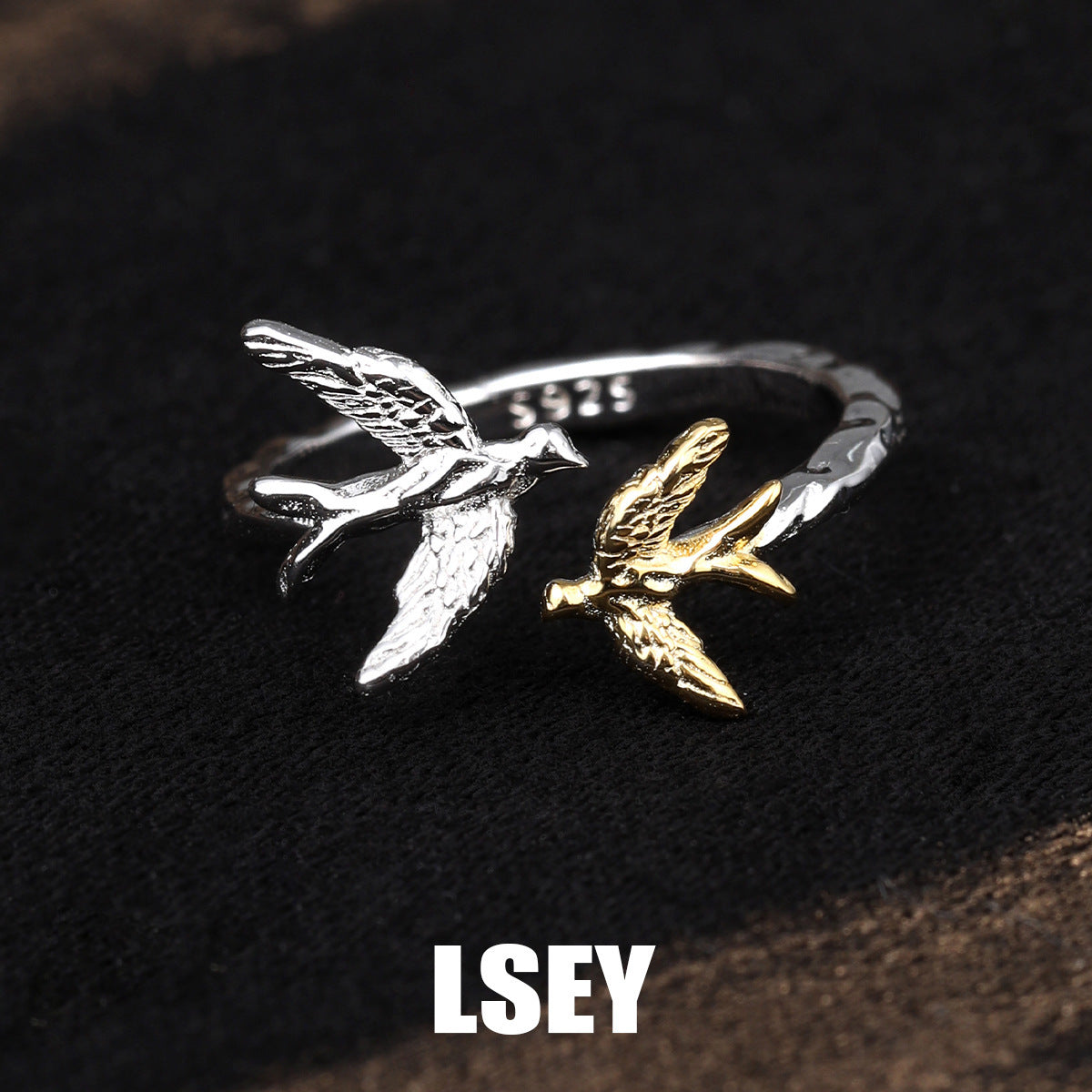 Two-Tone Swallow Bird Open Ring