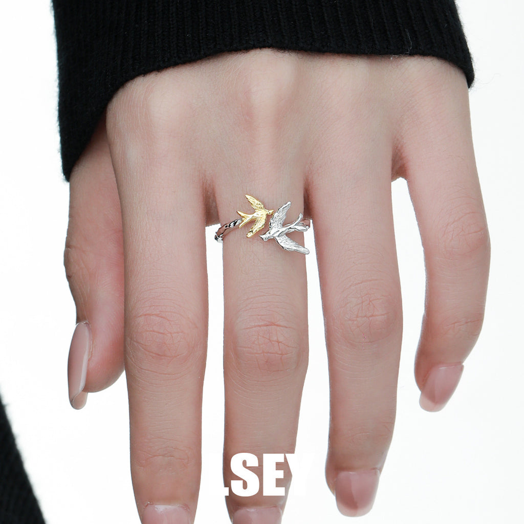 Two-Tone Swallow Bird Open Ring – detail view 3