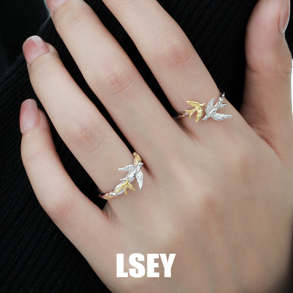 Two-Tone Swallow Bird Open Ring – image 4