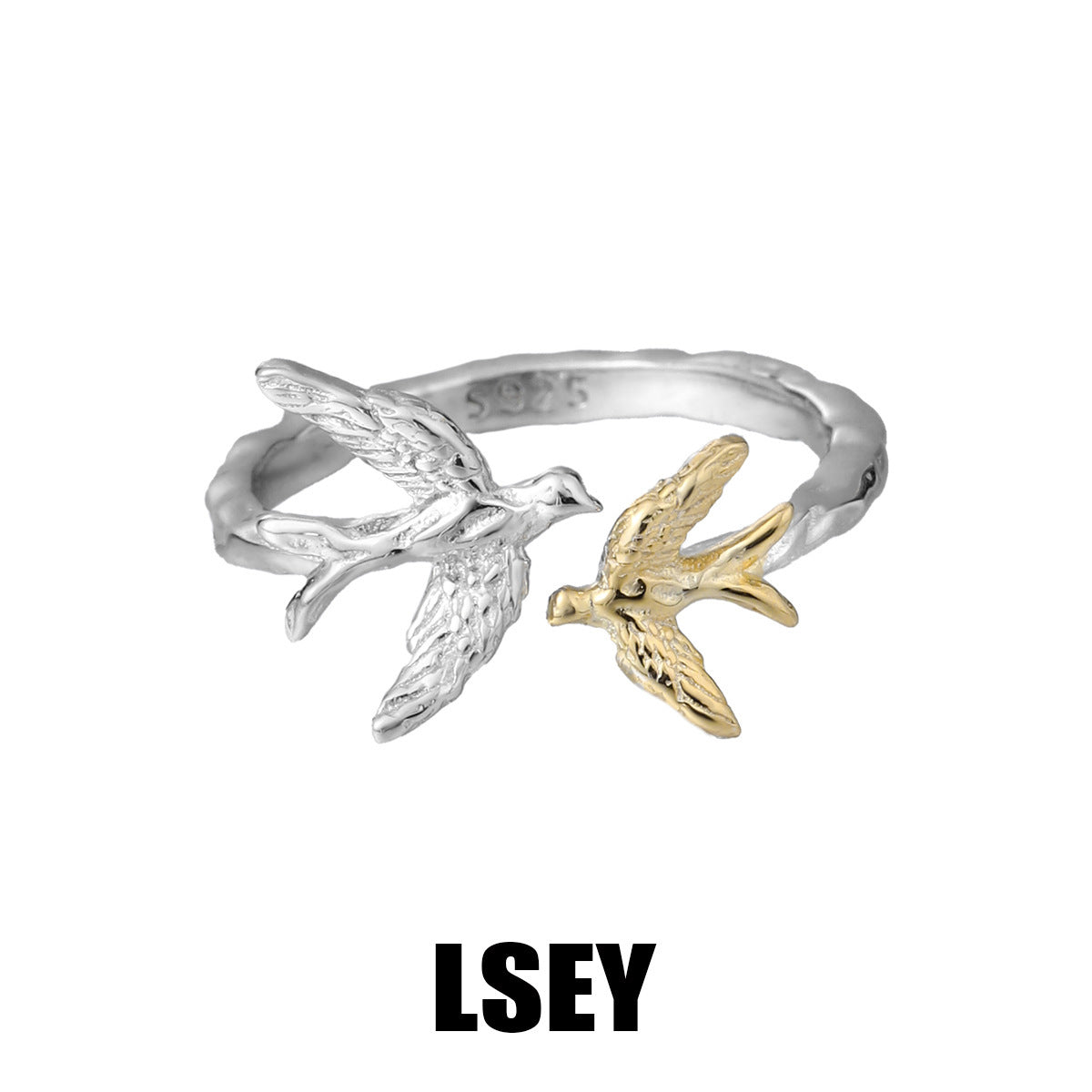 Two-Tone Swallow Bird Open Ring – image 5