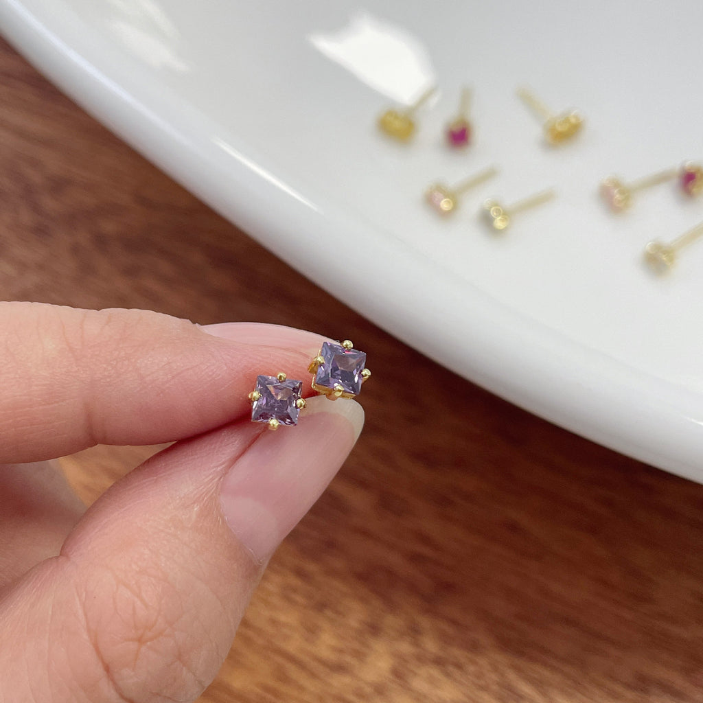 925 sterling silver colored zircon earrings - golden