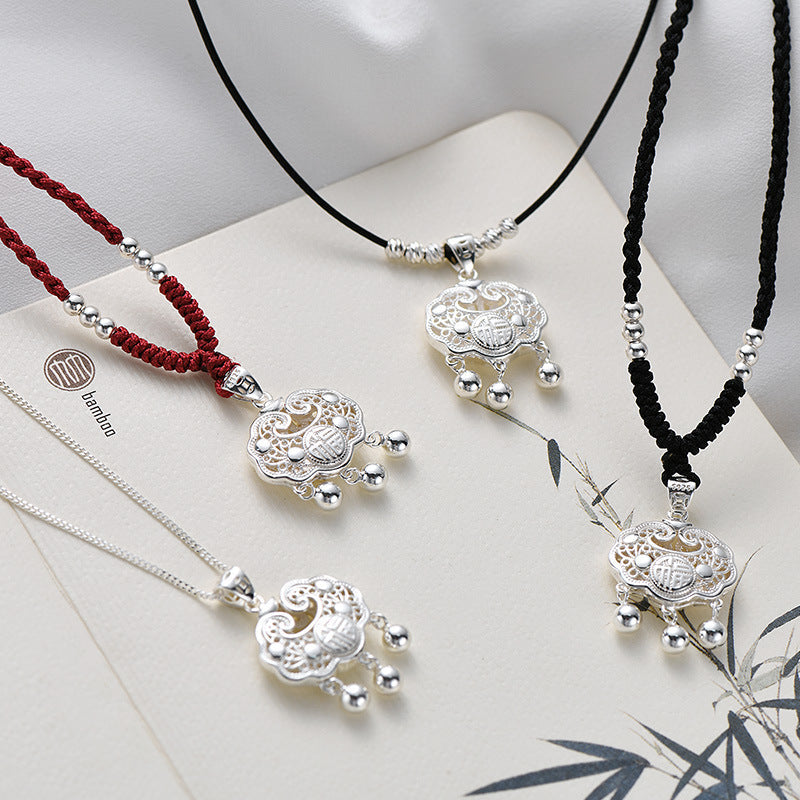 925 sterling silver safety lock pendant necklace