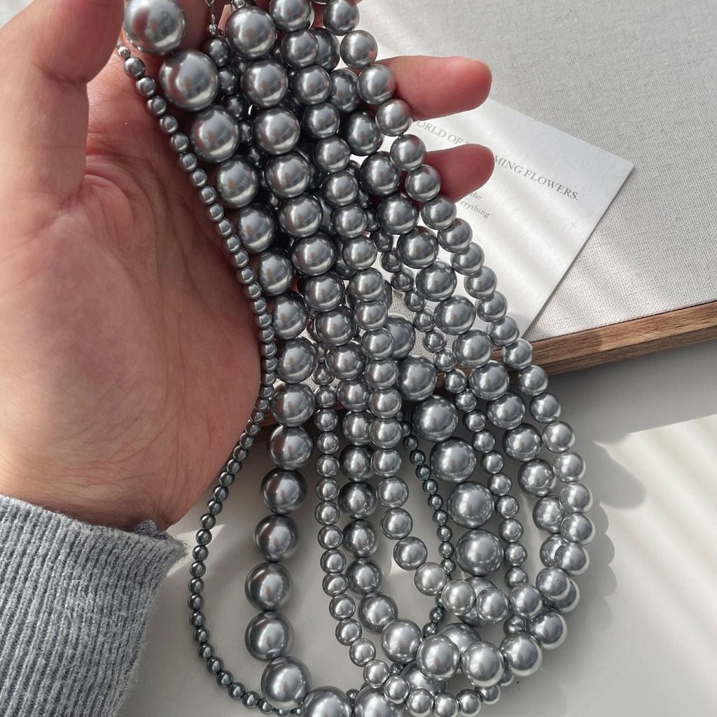 S925 silver imitation pearl bead necklace