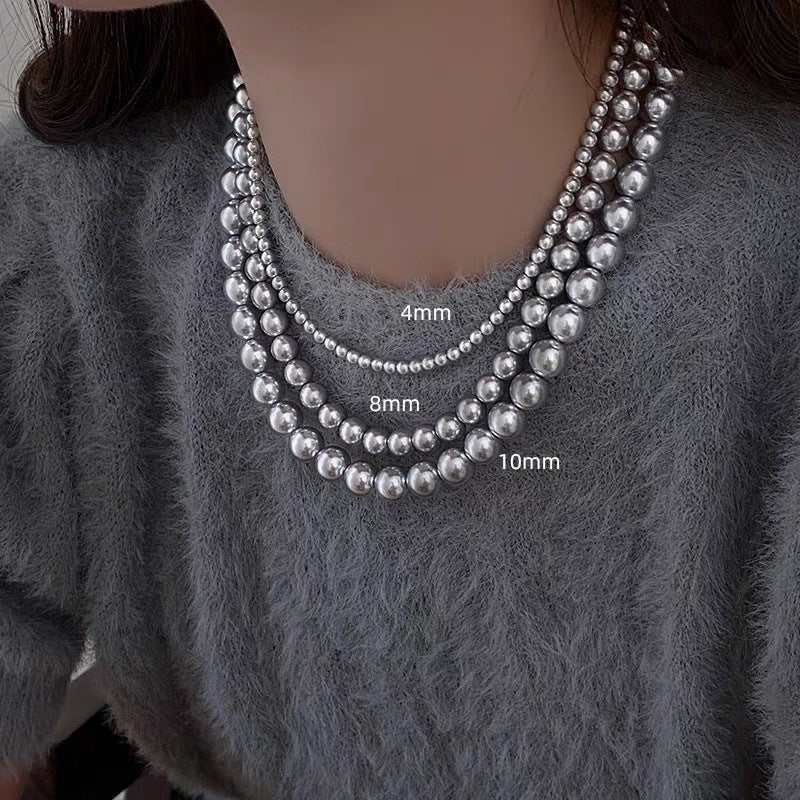 S925 silver imitation pearl bead necklace