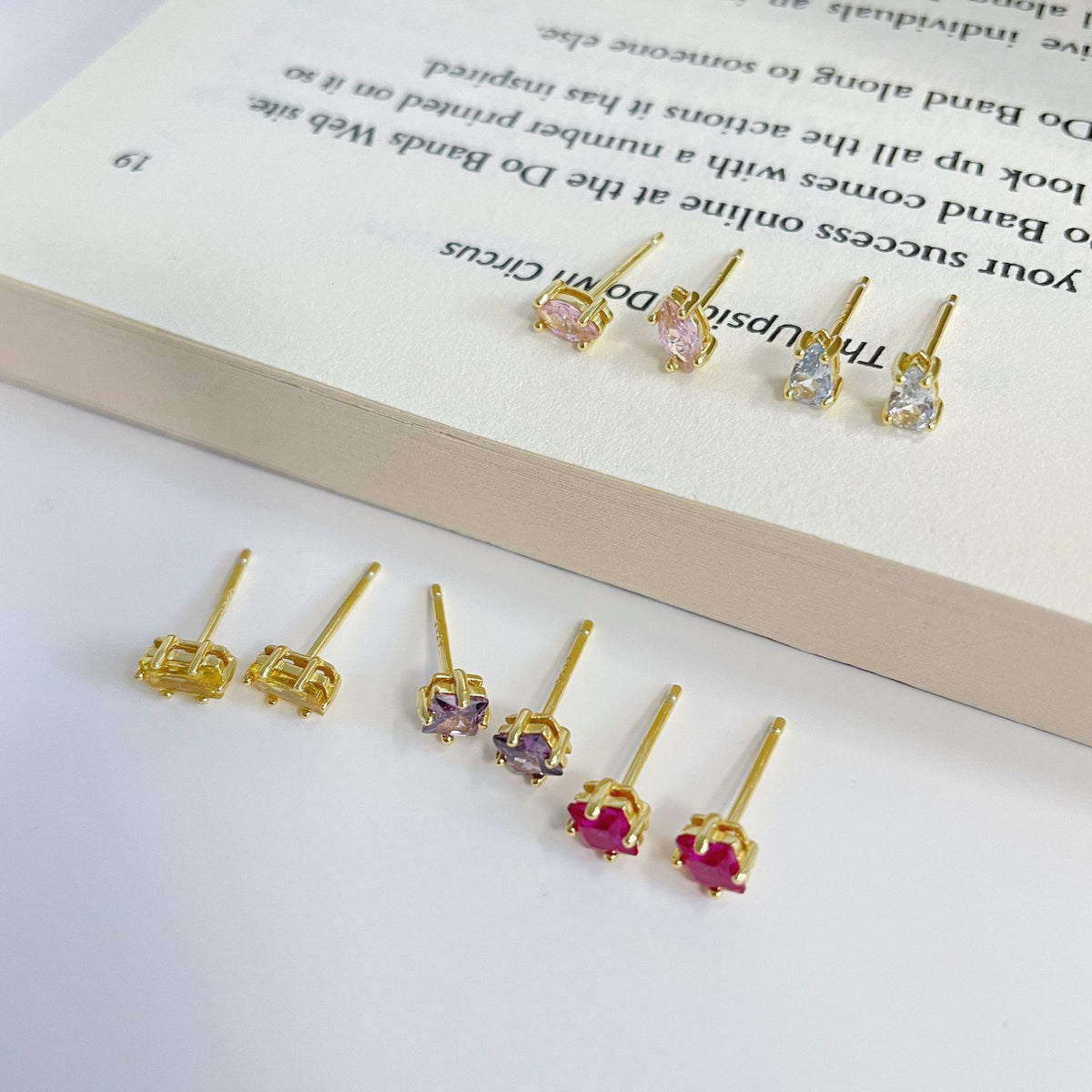 925 sterling silver colored zircon earrings - golden