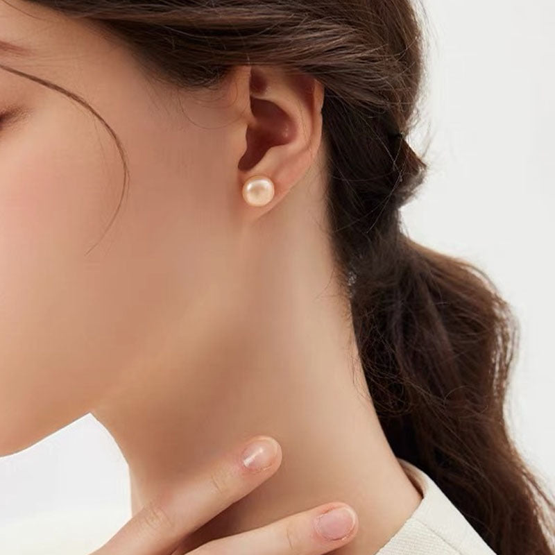 990 silver freshwater pearl nut earrings