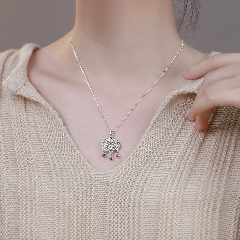 925 sterling silver safety lock pendant necklace