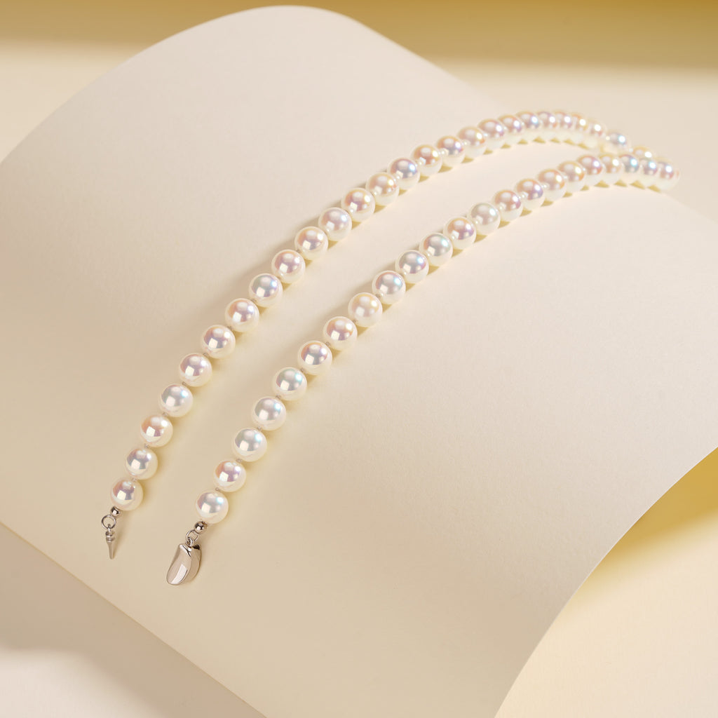 925 Sterling Silver Ingot Buckle Necklace with Iridescent Pearl