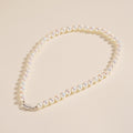 925 Sterling Silver Ingot Buckle Necklace with Iridescent Pearl