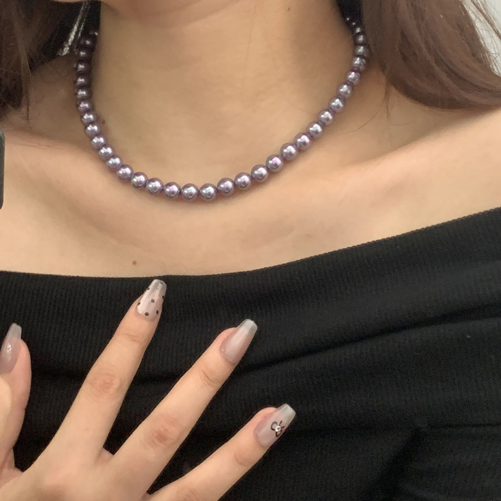 925 sterling silver purple pearl necklace