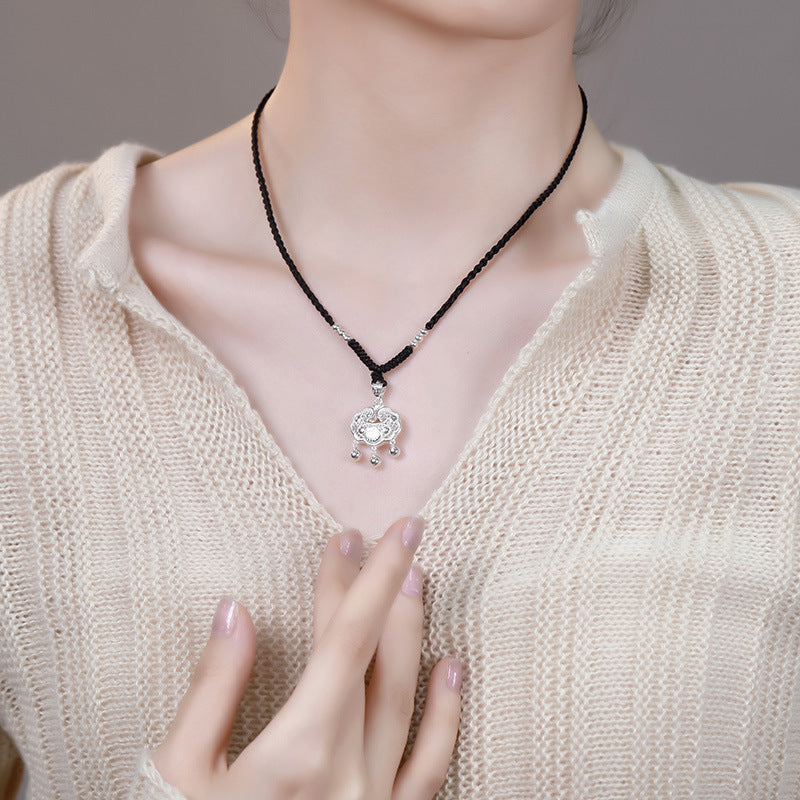 925 sterling silver safety lock pendant necklace