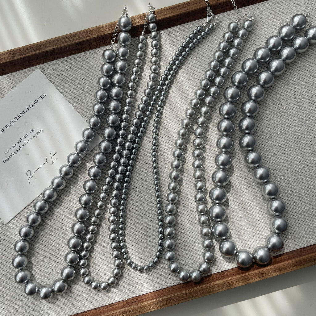 S925 silver imitation pearl bead necklace