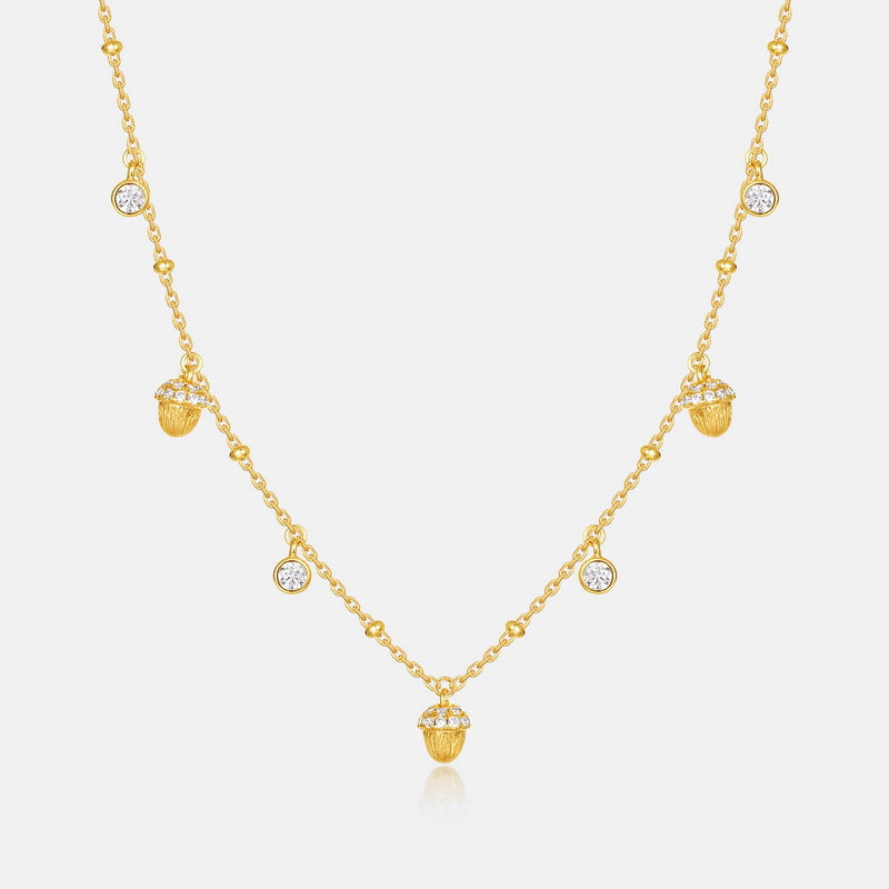 S925 Sterling Silver Tassel Hazelnut Zircon Inlaid Necklace