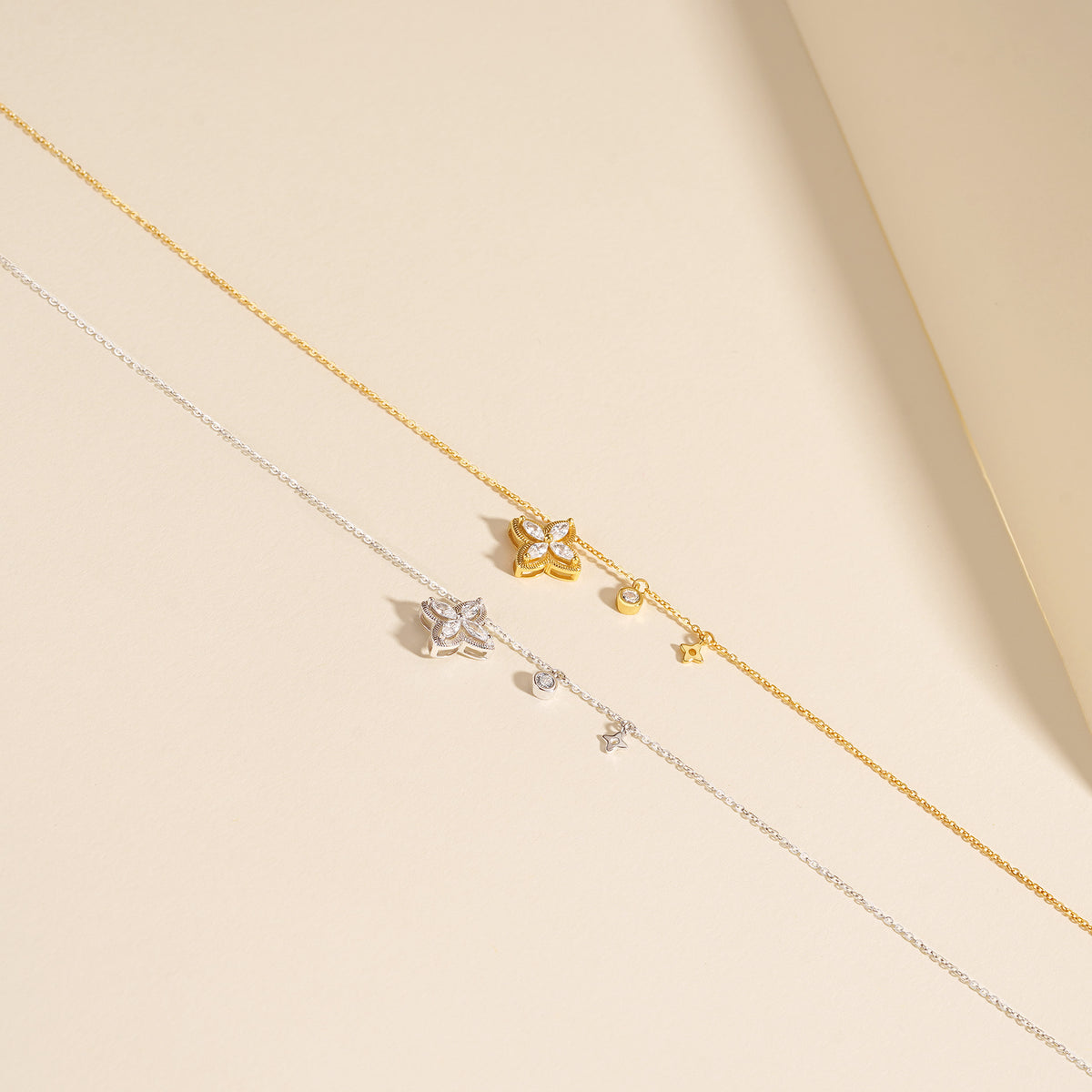 925 Sterling Silver Four-Leaf Clover Zirconia Necklace
