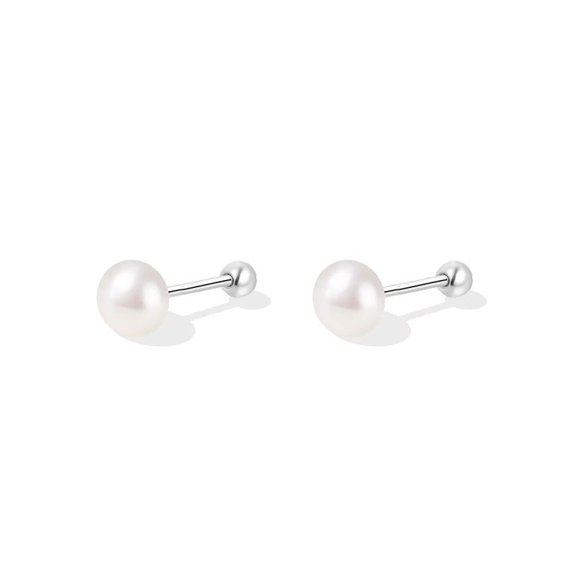 990 silver freshwater pearl nut earrings