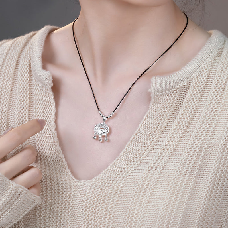 925 sterling silver safety lock pendant necklace