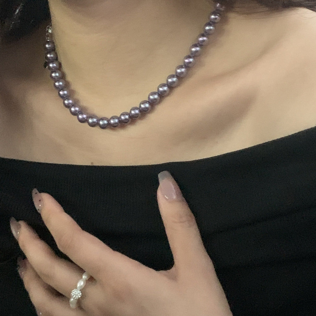 925 sterling silver purple pearl necklace
