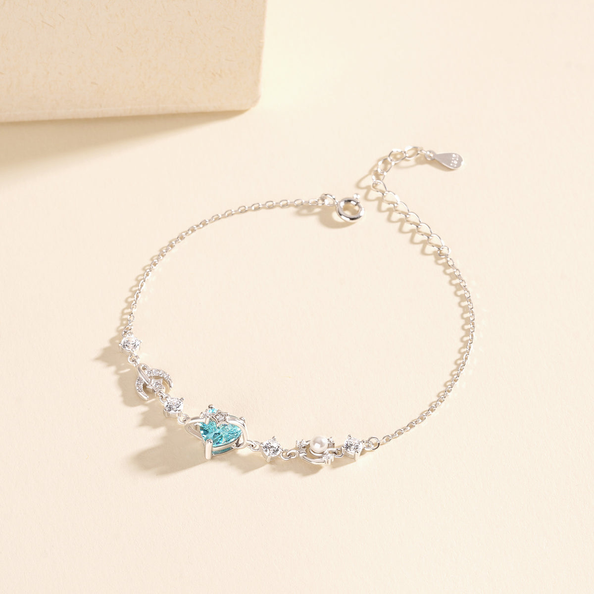 925 Sterling Silver Star Zircon Heart Bracelet