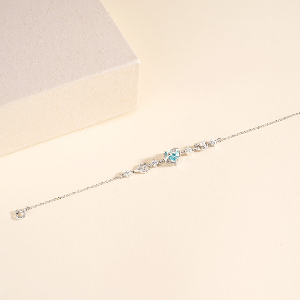 925 Sterling Silver Star Zircon Heart Bracelet