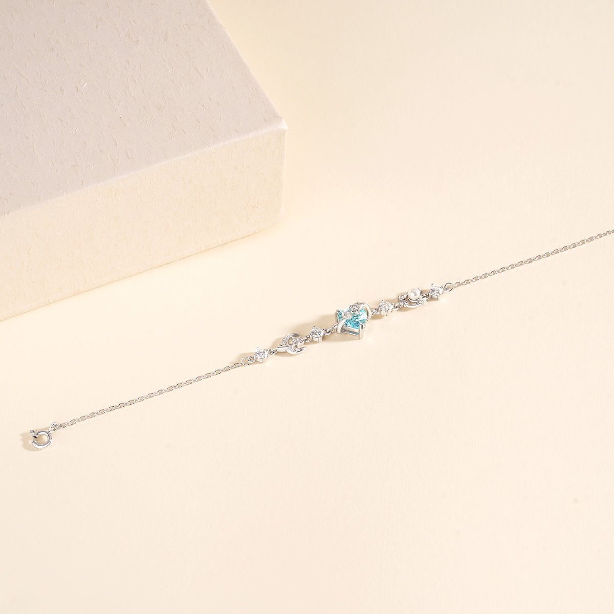925 Sterling Silver Star Zircon Heart Bracelet