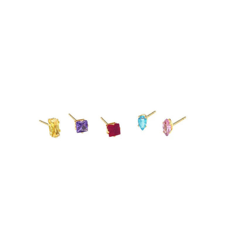 925 sterling silver colored zircon earrings - golden