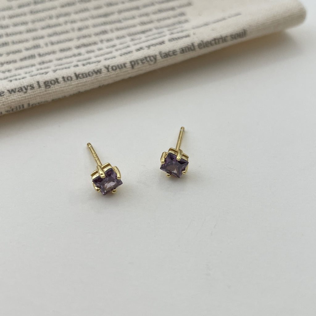 925 sterling silver colored zircon earrings - golden