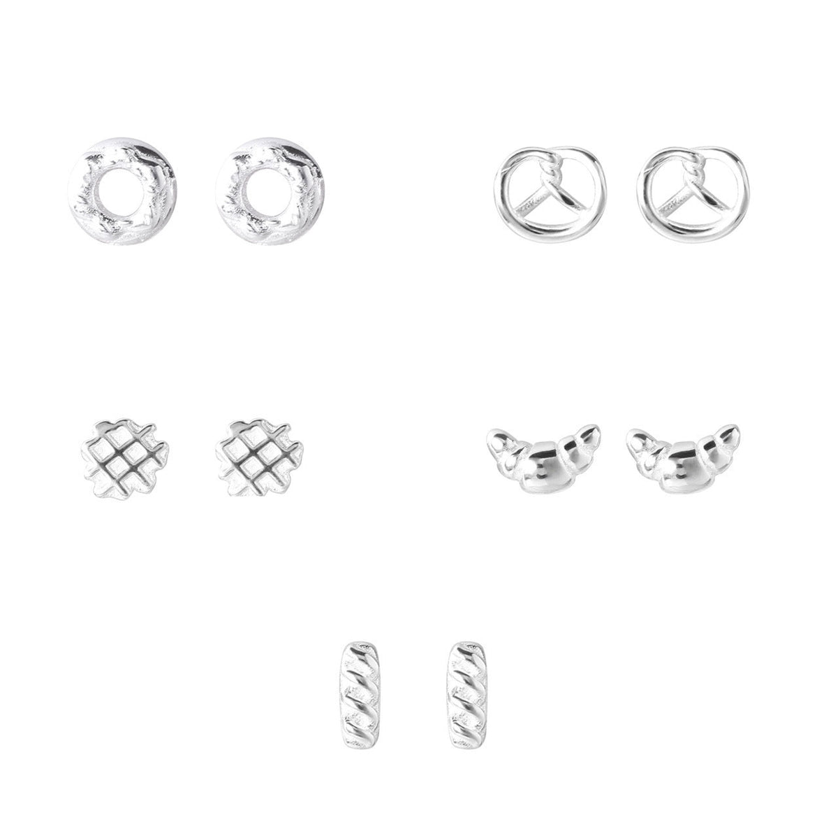 S925 sterling silver bread shaped earrings