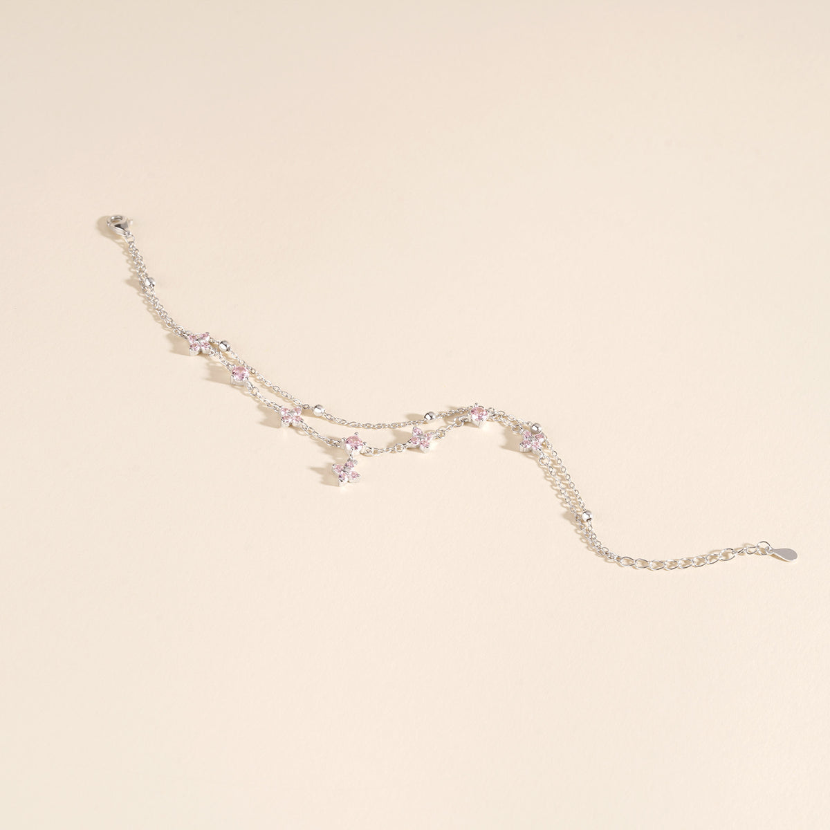 925 Sterling Silver Four-Leaf Clover Double-Layer Bracelet