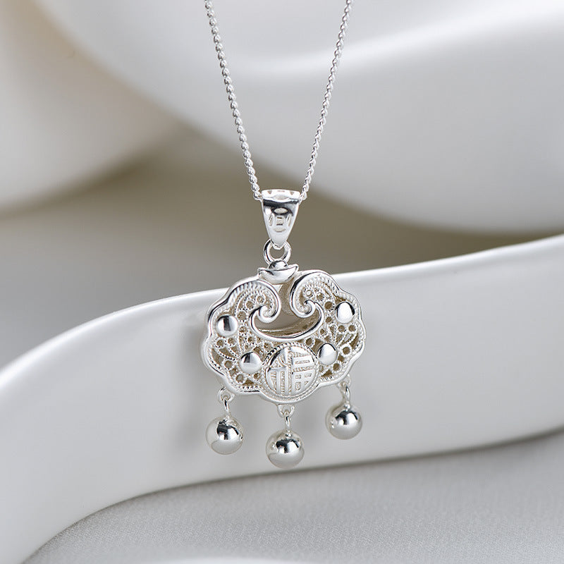 925 sterling silver safety lock pendant necklace