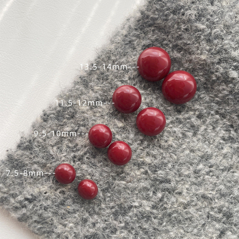 S925 pure silver wine red imitation pearl earrings