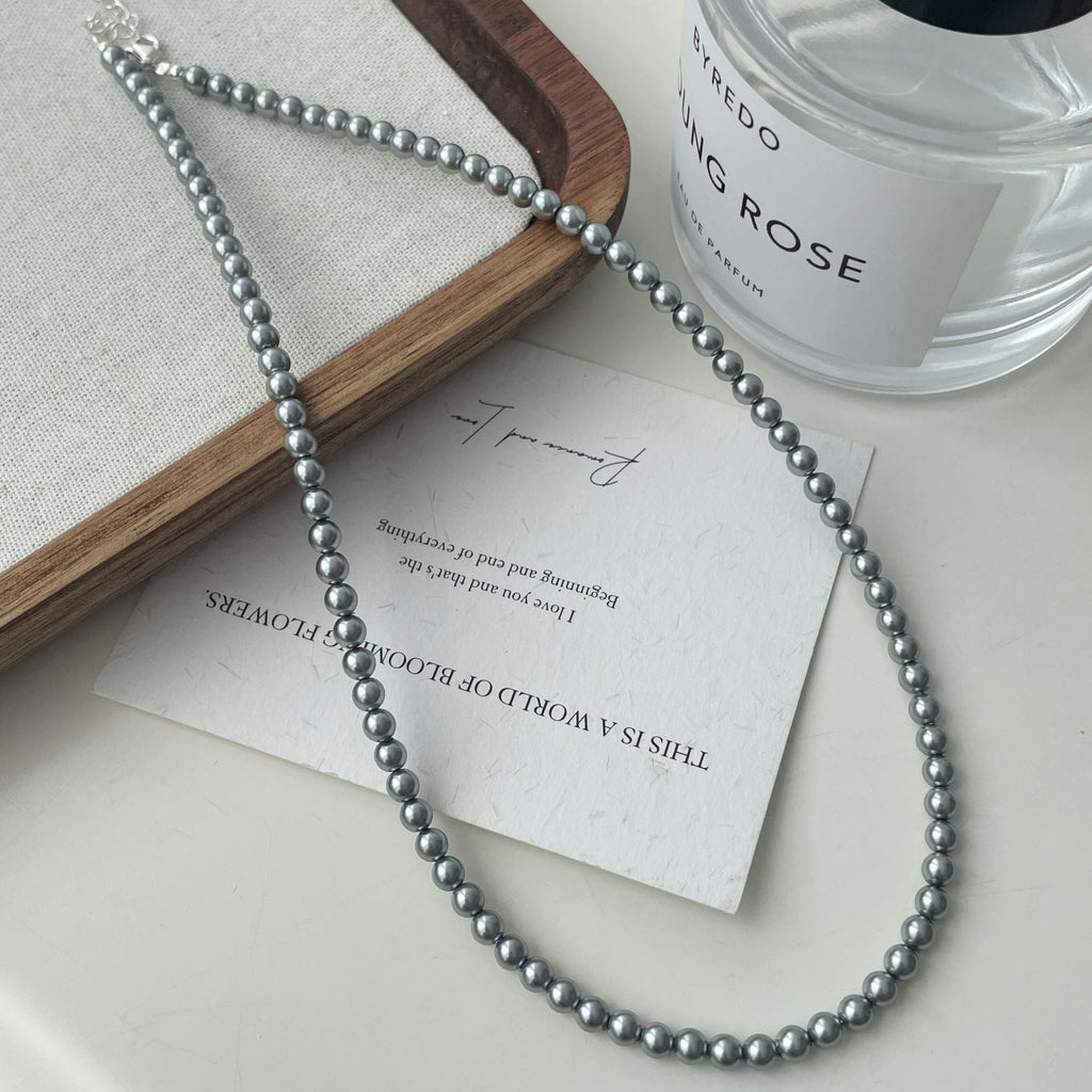 S925 silver imitation pearl bead necklace