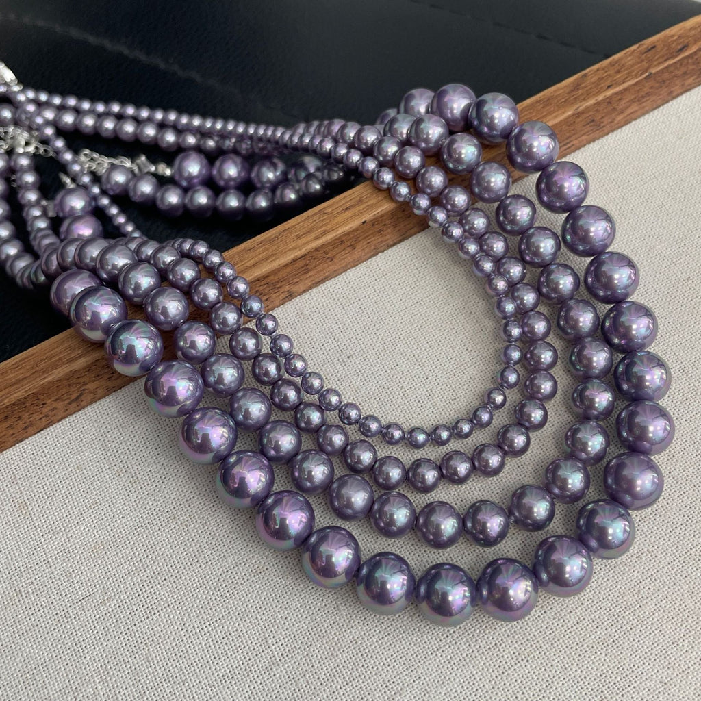 925 sterling silver purple pearl necklace