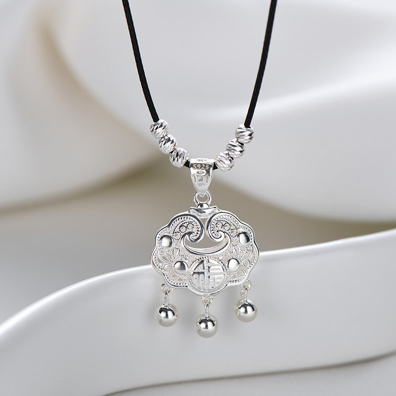 925 sterling silver safety lock pendant necklace