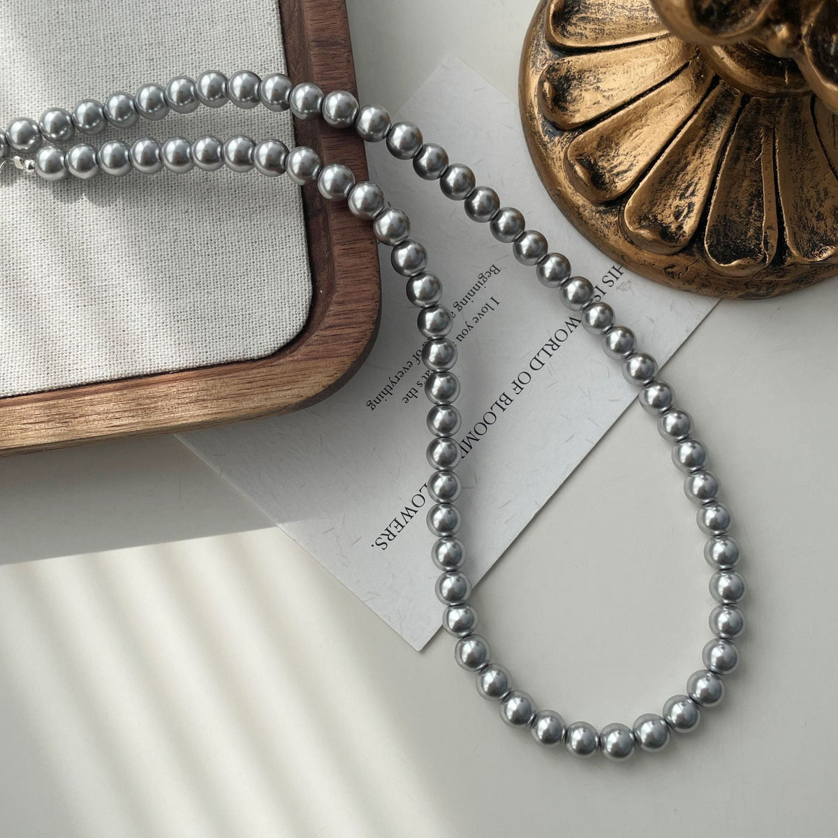 S925 silver imitation pearl bead necklace