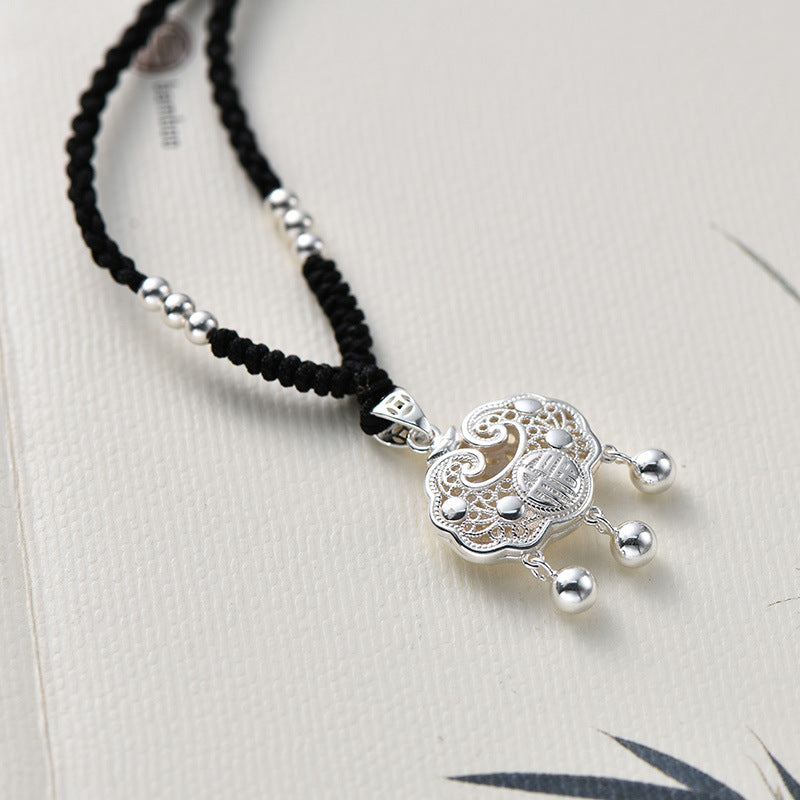 925 sterling silver safety lock pendant necklace