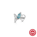S925 Sterling Silver Heart-Shaped Stud Earrings with Marquise-Cut Zirconia and Flat-Back Threaded Posts