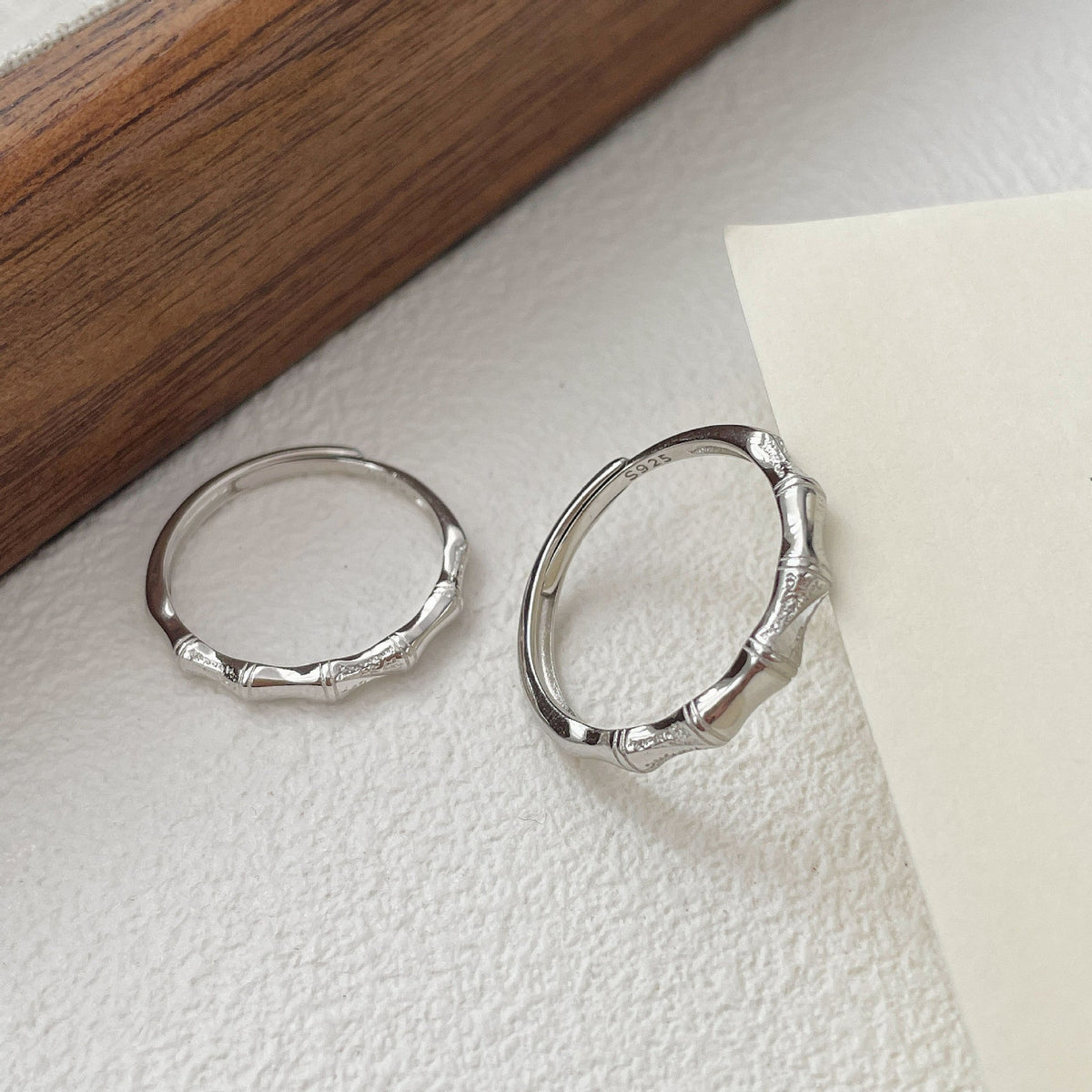 S925 sterling silver bamboo knot ring for couples - Silvery