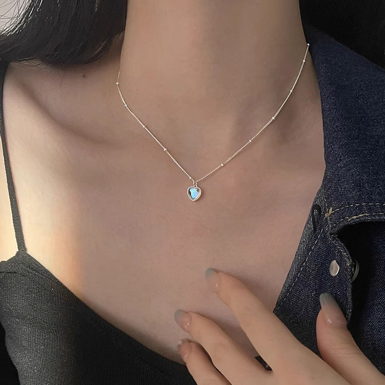 925 sterling silver heart pendant necklace - silvery