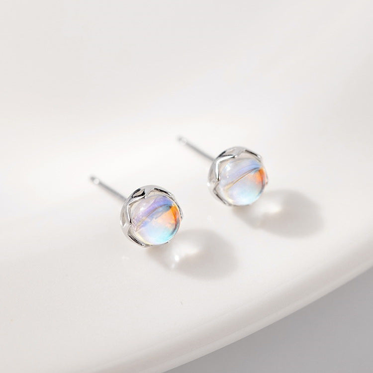 925 sterling silver imitation moonstone earrings