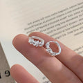 S925 sterling silver flower ear buckle - silvery