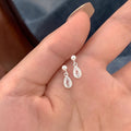 999 silver droplet shaped sparkling zirconium earrings