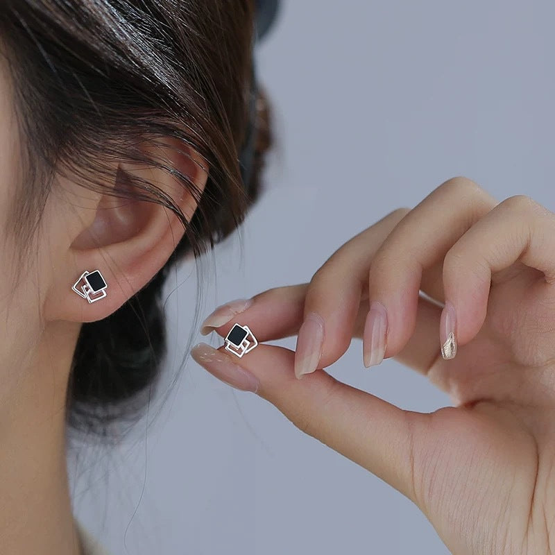 S925 pure silver geometric earrings