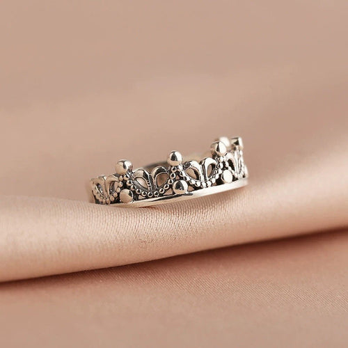 925 sterling silver crown shaped ring - silvery