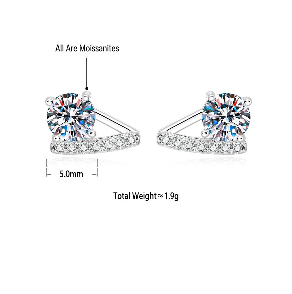 S925 Sterling Silver Geometric Moissanite Stud Earrings