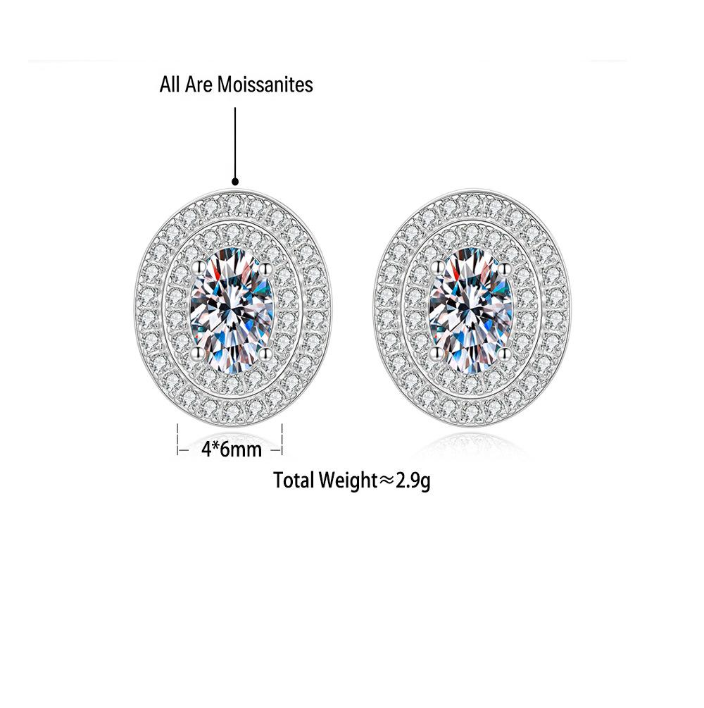 S925 Sterling Silver Oval Moissanite Earrings