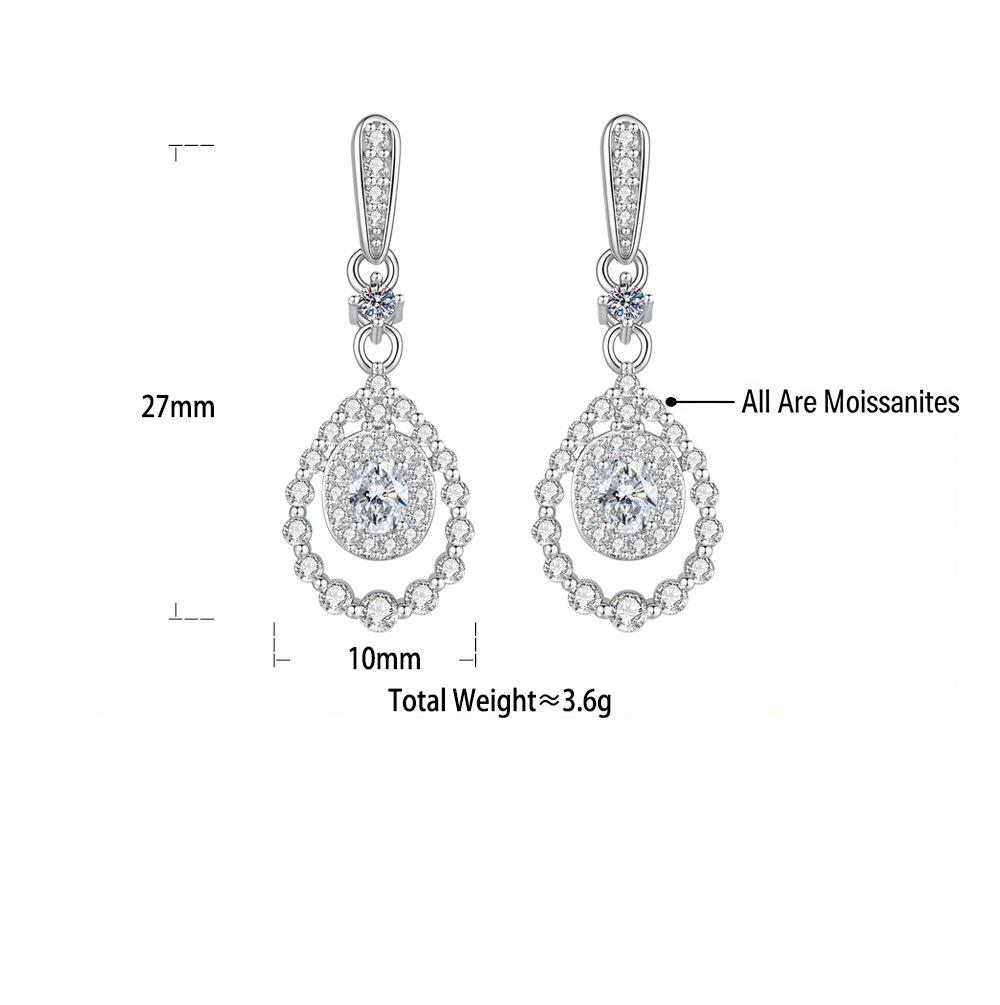 S925 Sterling Silver Oval Moissanite Earrings